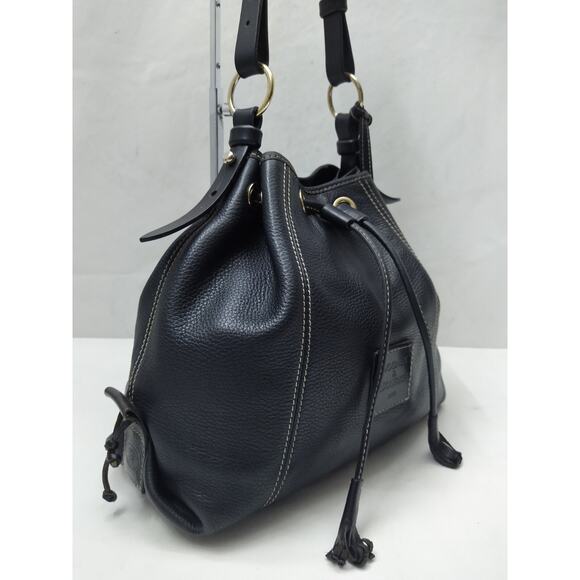 Dooney & Bourke Black Pebbled Leather Drawstring Shoulder Bag - Picture 3 of 16